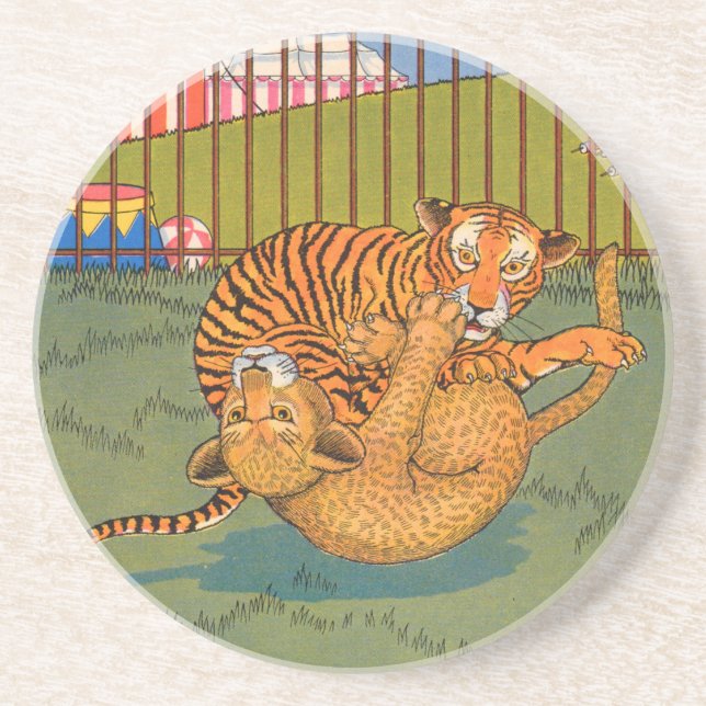 brottning av tiger och leopard underlägg sandsten (Framsidan)
