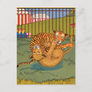 brottning av tiger och leopard vykort