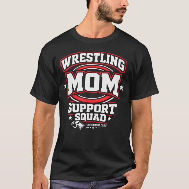 Brottning Mamma Stödtrupp Team T Shirt (Framsida)
