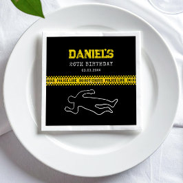 Brottscen-Födelsedagsfest med Gult polisband Pappersservett