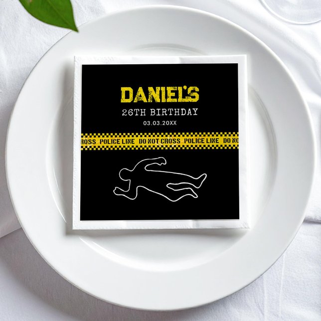 Brottscen-Födelsedagsfest med Gult polisband Pappersservett (Skapare uppladdad)
