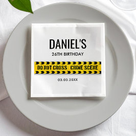 Brottscen-Födelsedagsfest med Gult polisband Pappersservett