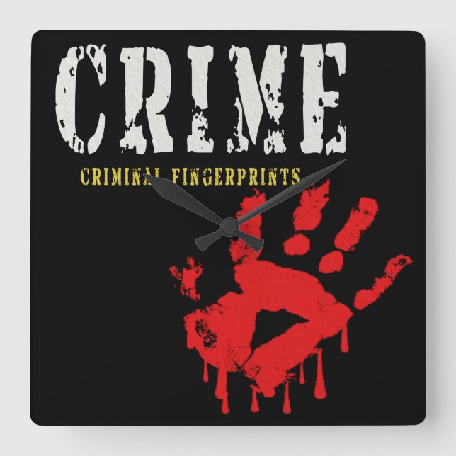 Brottsligt fingeravtryck Wall Clock Fyrkantig Klocka (Framsida)