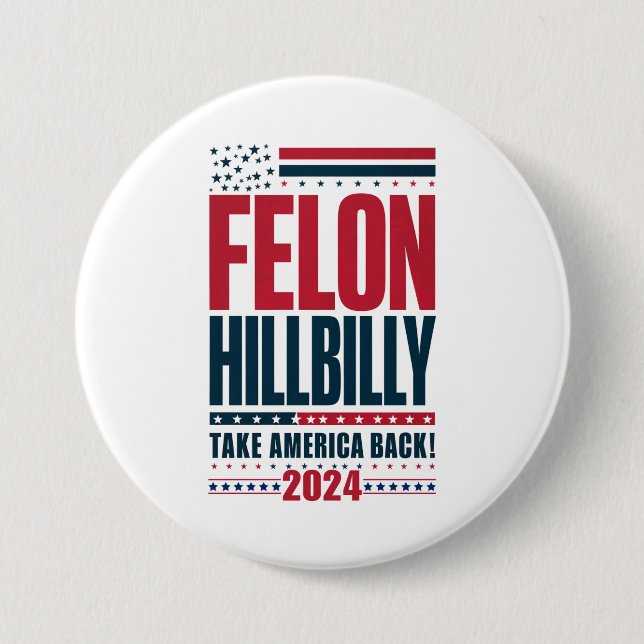 Brottsling Hillbilly 2024 Trump Vance 2024 Valet Knapp (Framsida)
