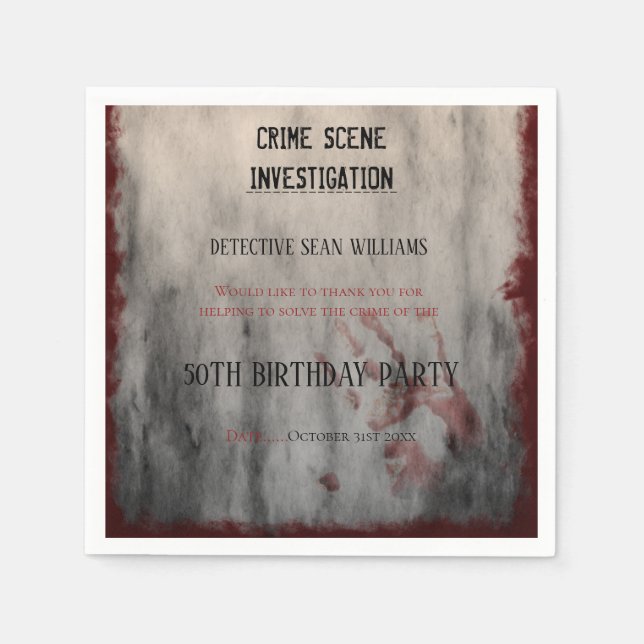 Brottsutredning 50:e födelsedag pappersservett (Framsidan)