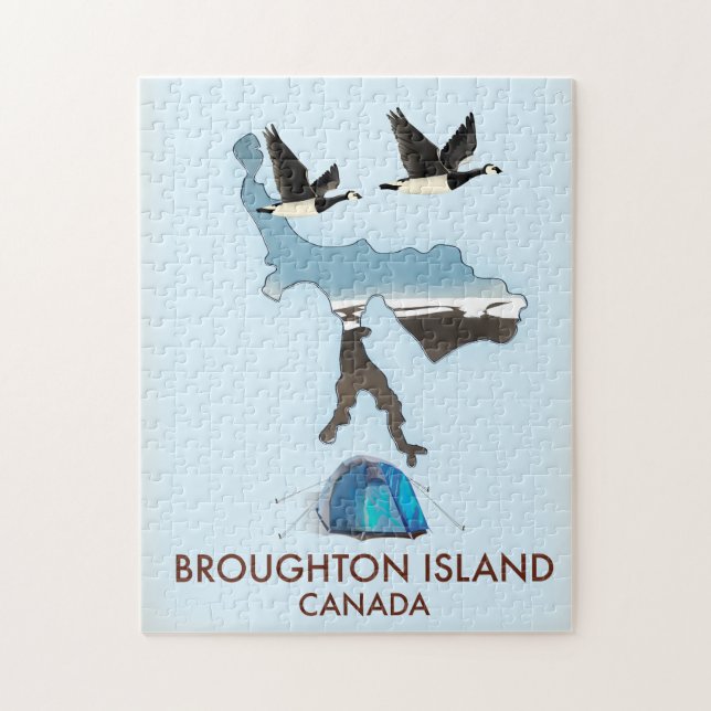 Broughton-ön Canada Travel karta Pussel (Vertikal)