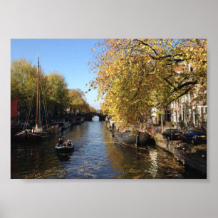 Brouwersgracht Amsterdam Kanalhöstfoto Poster