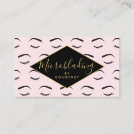 Brovar och snedstreck Mikroblading Rosa/Black/Guld Visitkort