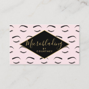 Brovar och snedstreck Mikroblading Rosa/Black/Guld Visitkort