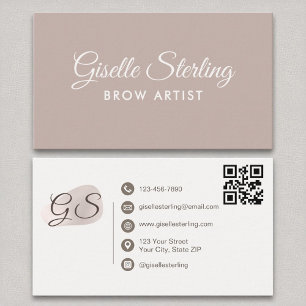 Brow Artist  Mauve Modern Elegant QR-kod Visitkort
