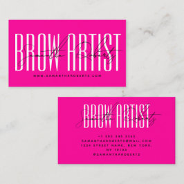 Brow artist modern typography script neon pink visitkort