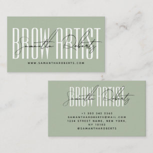 Brow artist modern typsnitt manus sagegrön visitkort
