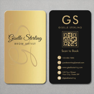 Brow Artist Monogram Guld Black QR-kod Visitkort