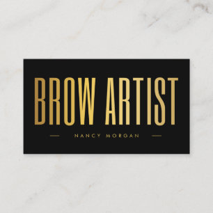 Brow Artist QR-kod & Logo Svart Och Guld Visitkort