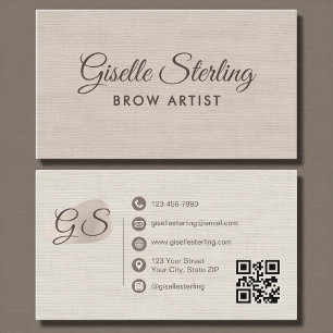 Brow Artist Rodnad Beige Linne Elegant QR-kod Visitkort