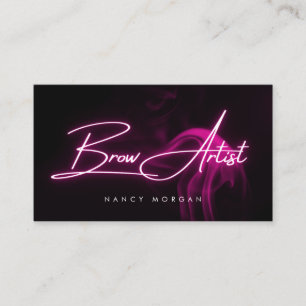 Brow Artist Typografi Rosa Neon Visitenkort Visitkort