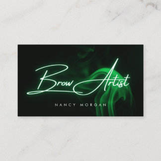 Brow Artist Typography Green Neon Business Card Visitkort