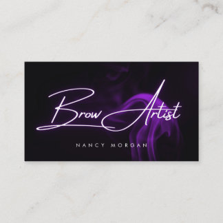 Brow Artist Typography Purple Neon Business Card Visitkort