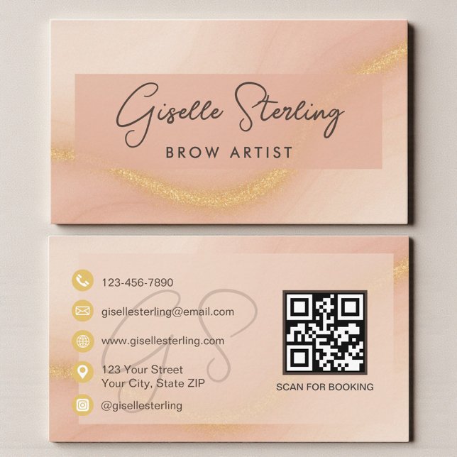 Brow Artist Watercolor QR Code Visitkort (Skapare uppladdad)