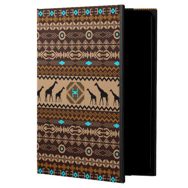 Brow Beige & Turquise Geometric Ethnic Mönster Powis iPad Air 2 Skal (Framsidan)