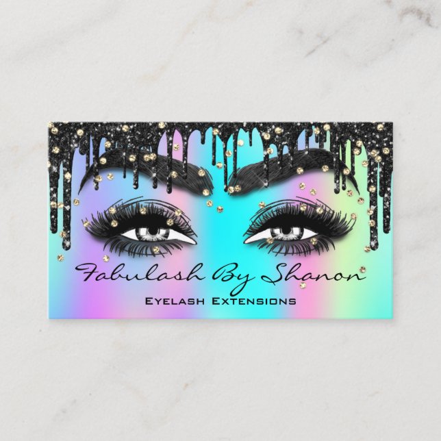 Brow Eyelash Extension QRCode Microbling Holograp Visitkort (Framsida)