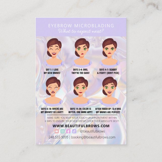 Brow Microblading Aftercare Crystal HoloGraph Bu Visitkort (Baksida)