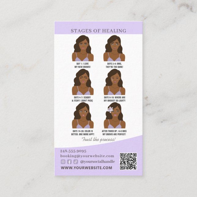 Brow Microblading Aftercare & Möte Reminder Visitkort (Baksida)