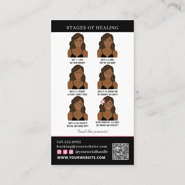 Brow Microblading Aftercare & Möte Reminder Visitkort (Baksida)