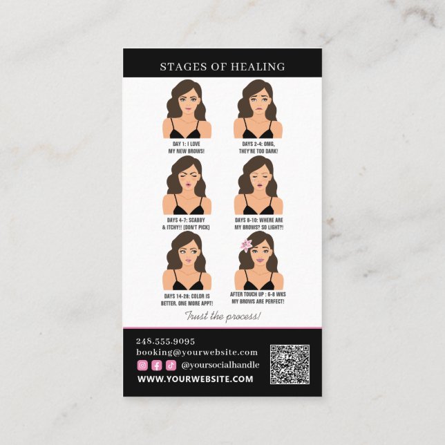 Brow Microblading Aftercare & Möte Reminder Visitkort (Baksida)