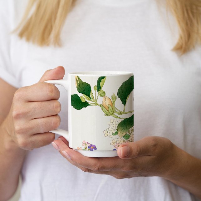 Browallia & Hibiscus Flowers - Japanska träblock Mugg (Skapare uppladdad)