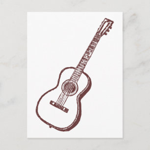 Brown Acoustic Classical Guitar Vykort