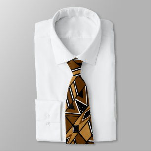 Brown African Bogolan Culturan Rik Neck Tie Slips