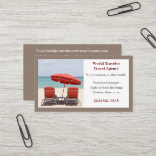 Brown Agent Travel Agency Red Beach-ordförande Visitkort