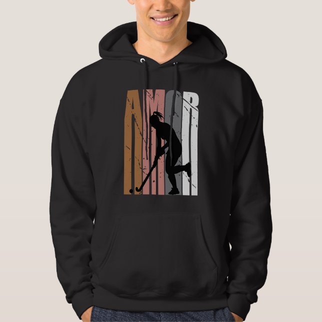 Brown Amor Hockey Motivational Girls Teen Teenager Hoodie (Framsida)