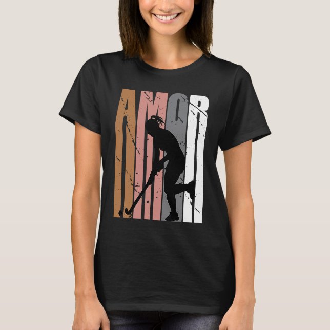 Brown Amor Hockey Motivational Girls Teen Teenager T Shirt (Framsida)
