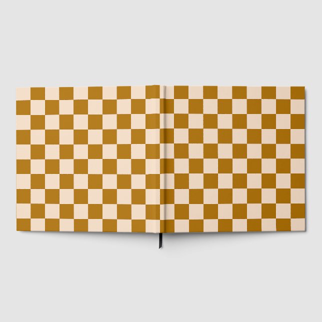 Brown and beige checkerboard pattern gästböcker (Full)