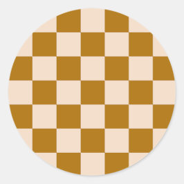 Brown and beige checkerboard pattern runt klistermärke
