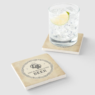 Brown and Black Vintage Beer Bar Business Coaster Stenunderlägg