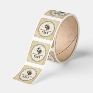 Brown and Black Vintage Beer Round Sticker Fyrkantigt Klistermärke