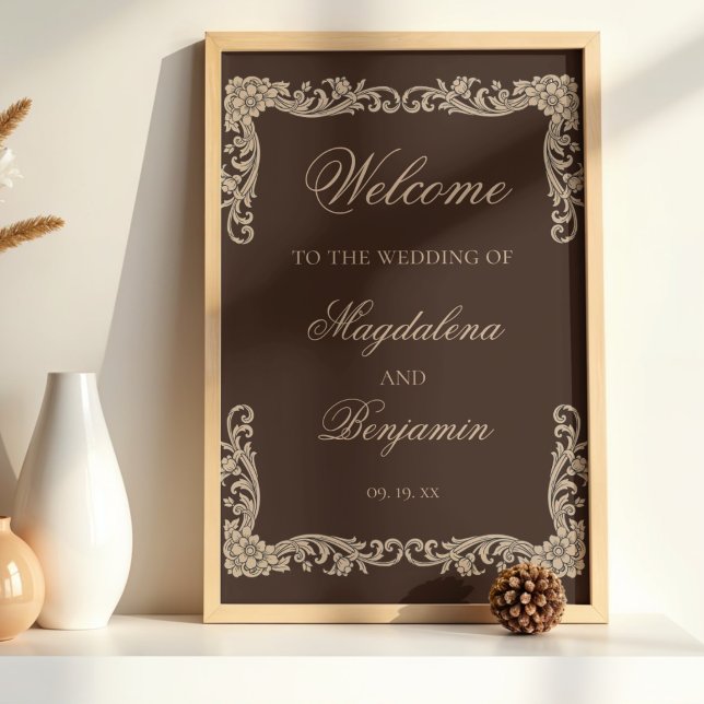 Brown and Cream Vintage Baroque Wedding Welcome Poster (Skapare uppladdad)