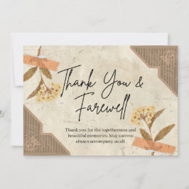 Brown and Cream Vintage Thank You Farewell Kort