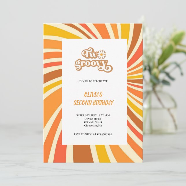 BROWN AND ORANGE GROOVY INVITATION INBJUDNINGAR (Stående Fram)