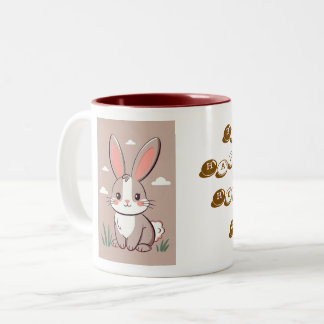 Brown and White Easter Bunny Image Två-Tonad Mugg