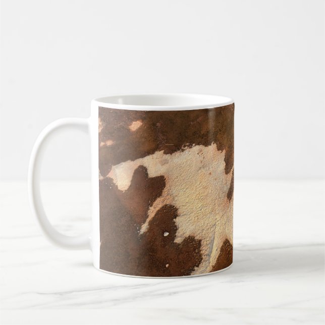 Brown and white floral textile kaffemugg (Vänster)