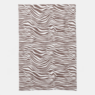 Brown Animal Zebra tryck Rand Kökshandduk