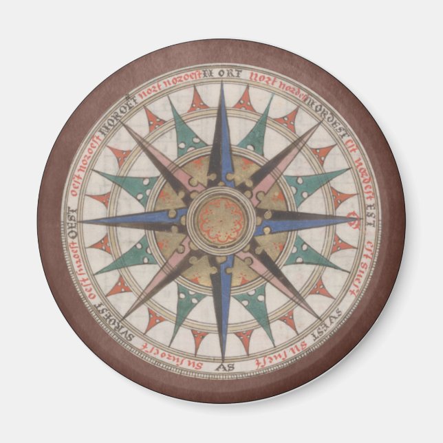 Brown Antique Compass Ro Magnet (Framsidan)