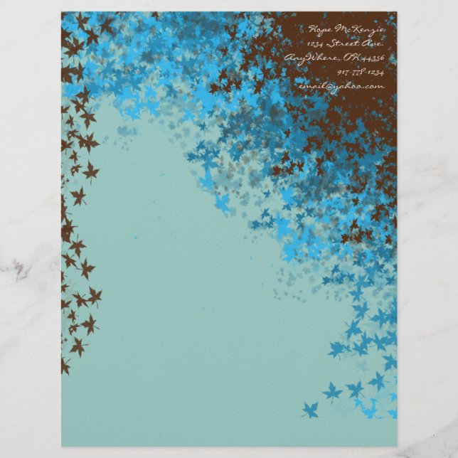 Brown & Aqua Blue Lövs Letterhead Brevhuvud (Framsida)