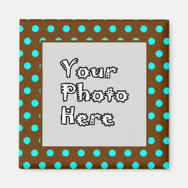 Brown Aqua Polka dots Photo Ram Magnet