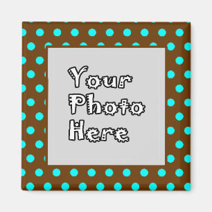 Brown Aqua Polka dots Photo Ram Magnet
