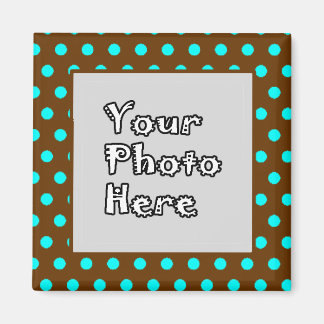 Brown Aqua Polka dots Photo Ram Magnet